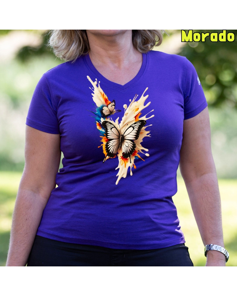 Mariposas - Camiseta Mujer Manga Corta