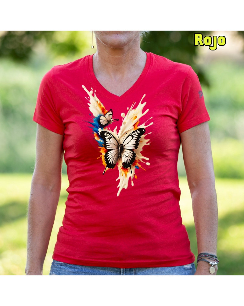 Mariposas - Camiseta Mujer Manga Corta