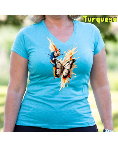 Mariposas - Camiseta Mujer Manga Corta