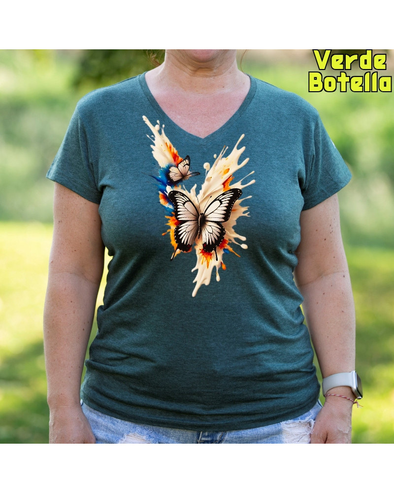 Mariposas - Camiseta Mujer Manga Corta