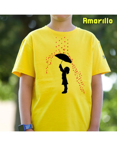 Lluvia De Corazones - Camiseta Niño Manga Corta