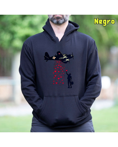 Bombardeo De Corazones - Sudadera Hombre Con Capucha