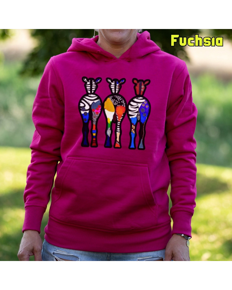 Three Colorful Zebras - Sudadera Mujer Con Capucha