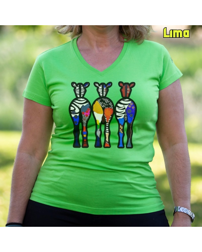 Camiseta Mujer THREE COLORFUL ZEBRAS - manga corta