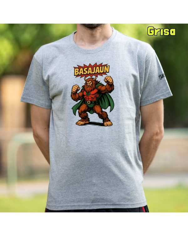 GizonKamiseta-Basajaun Comic Grisa