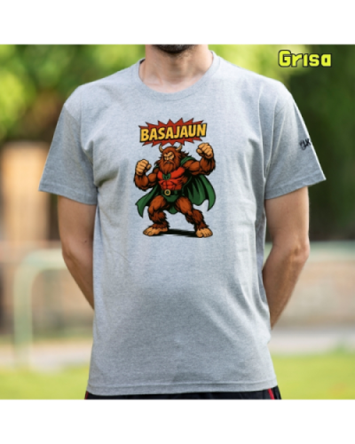 GizonKamiseta-Basajaun Comic Grisa