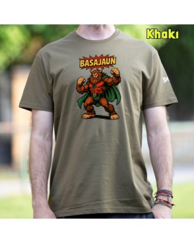 GizonKamiseta-Basajaun Comic Khaki