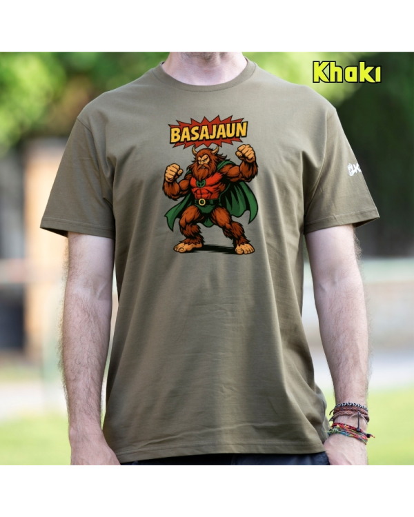 GizonKamiseta-Basajaun Comic Khaki