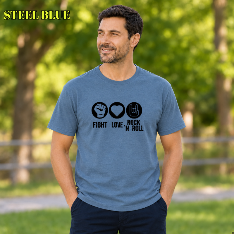Camiseta Hombre Manga Corta - Fight Love Rock