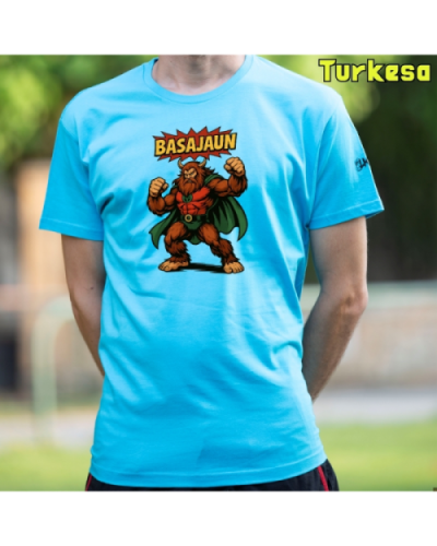 GizonKamiseta-Basajaun Comic Turkesa