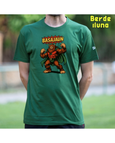 GizonKamiseta-Basajaun Comic BerdeIluna