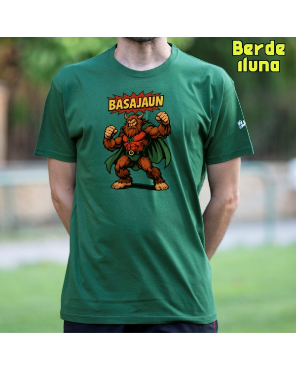 GizonKamiseta-Basajaun Comic BerdeIluna