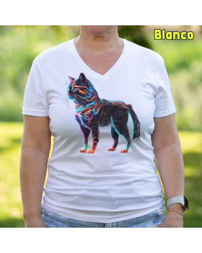 Camiseta Mujer Gato - manga corta