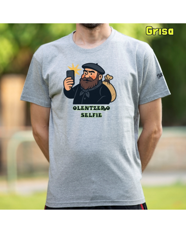 GizonKamiseta-Olentzero Selfie Grisa