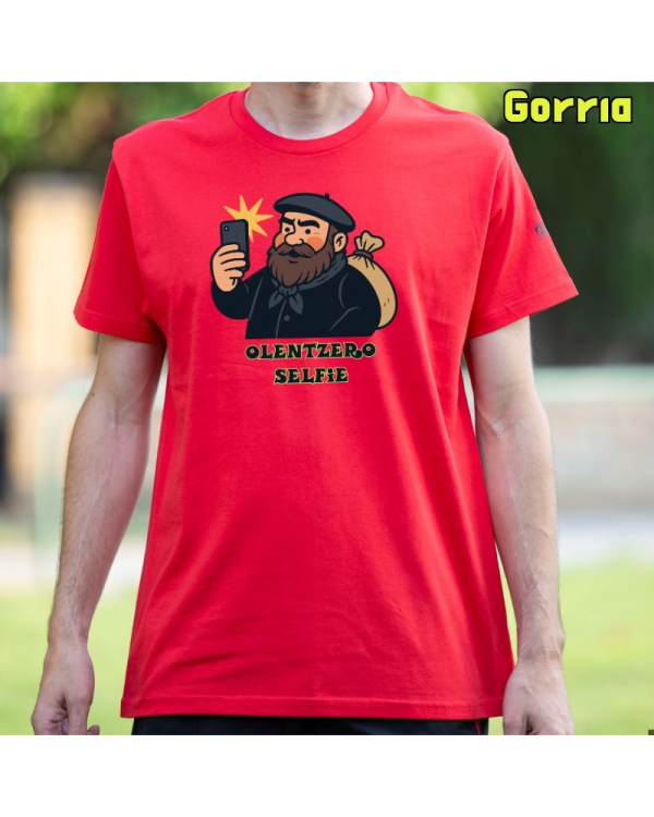 GizonKamiseta-Olentzero Selfie Gorria