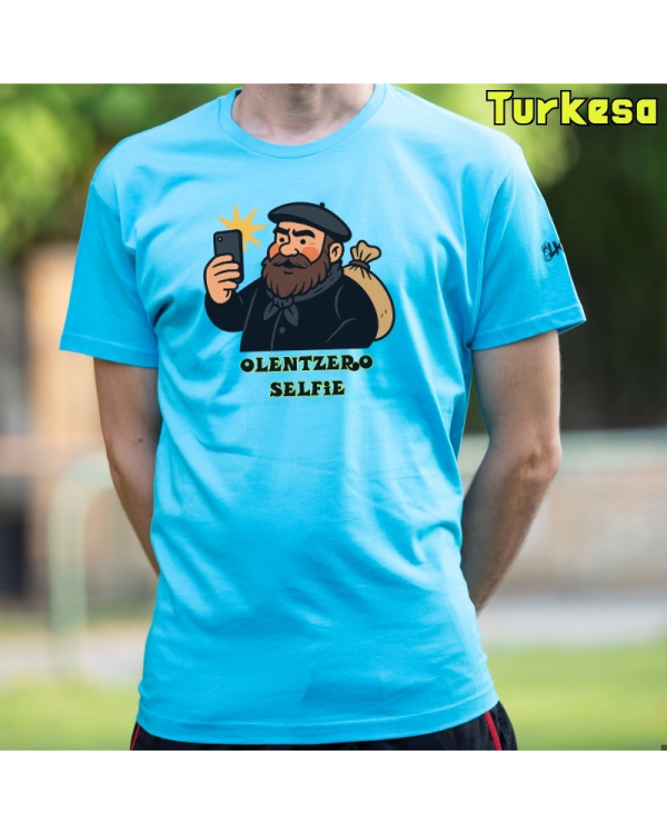 GizonKamiseta-Olentzero Selfie Turkesa