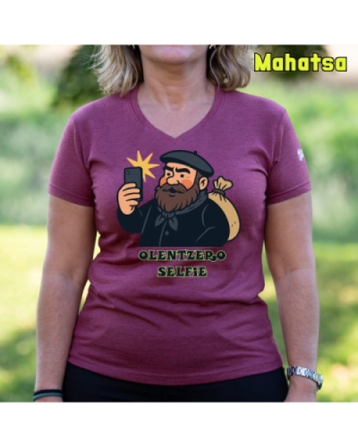 Emakume Kamiseta-Olentzero Selfie Mahatsa