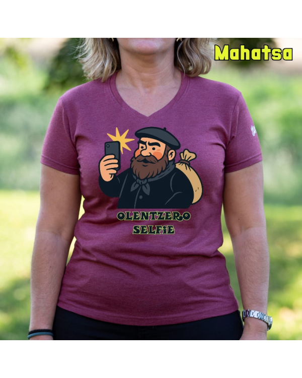 Emakume Kamiseta-Olentzero Selfie Mahatsa