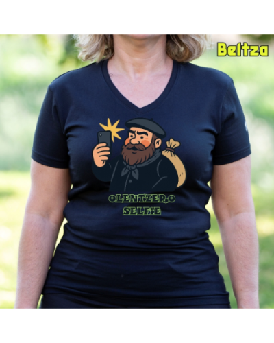 Emakume Kamiseta-Olentzero Selfie Beltza