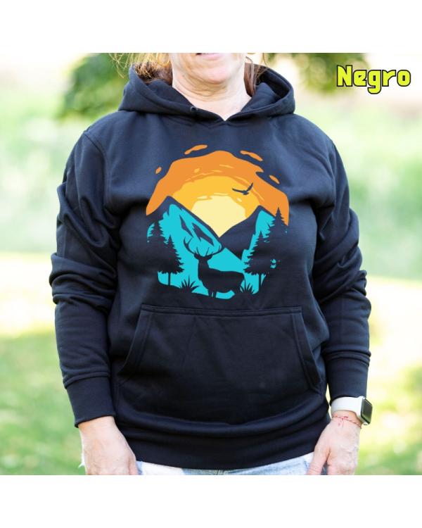 Sudadera mujer con capucha Mountain Sunset  La Kamiseta K Buskas