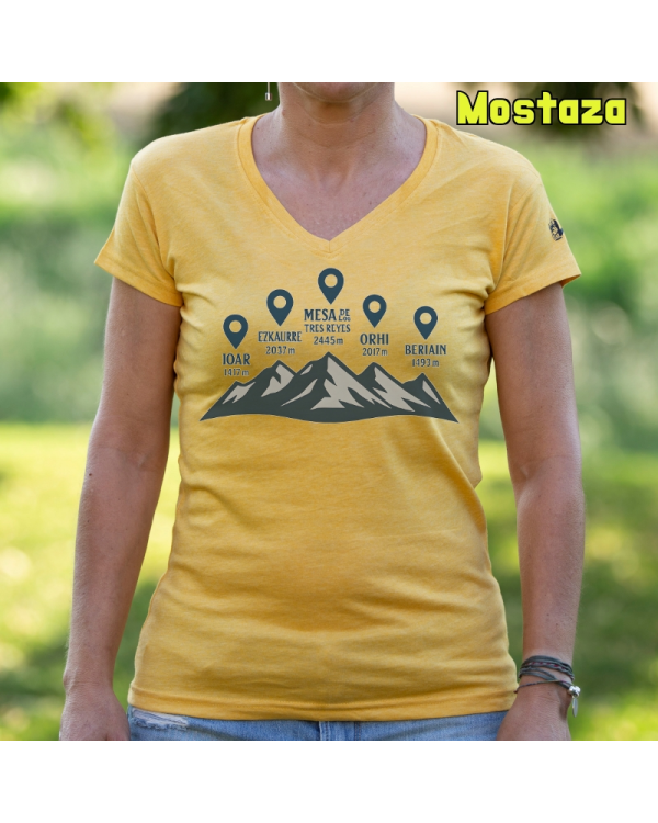 Camiseta Mujer Manga Corta-Cumbres Navarras Mostaza