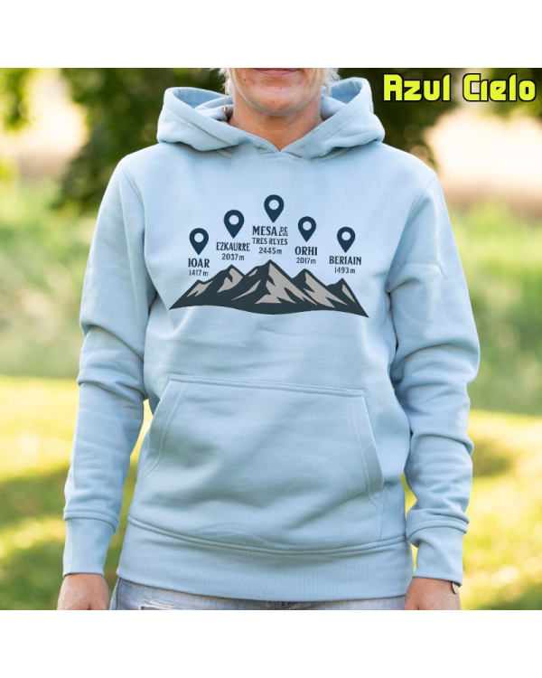 Sudadera Mujer Capucha-Cumbres Navarras AzulCielo