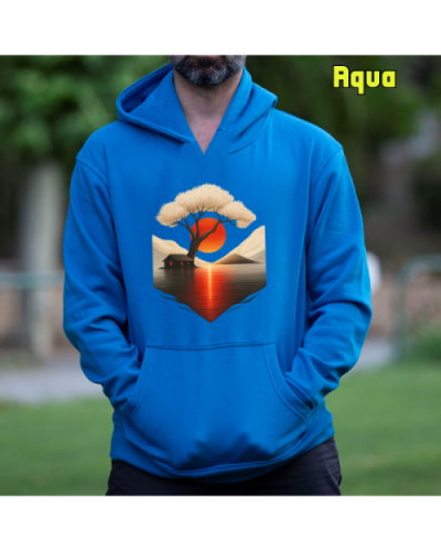 Sudadera Hombre Capucha-Japan House Aqua