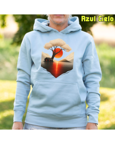 Sudadera Mujer Capucha-Japan House AzulCielo