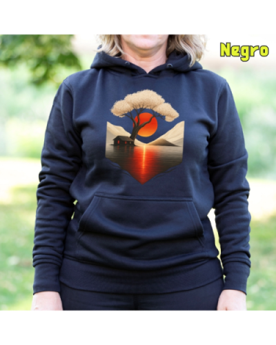 Sudadera Mujer Capucha-Japan House Negro