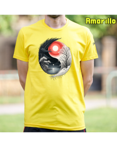 Camiseta Hombre Manga Corta-Yin Yang Amarillo