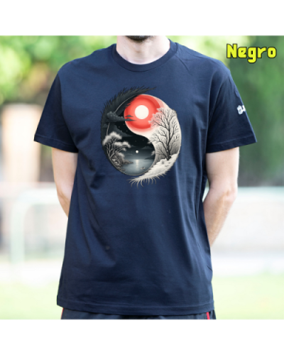 Camiseta Hombre Manga Corta-Yin Yang Negro
