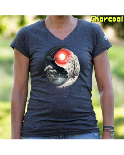 Camiseta Mujer Manga Corta-Yin Yang Charcoal