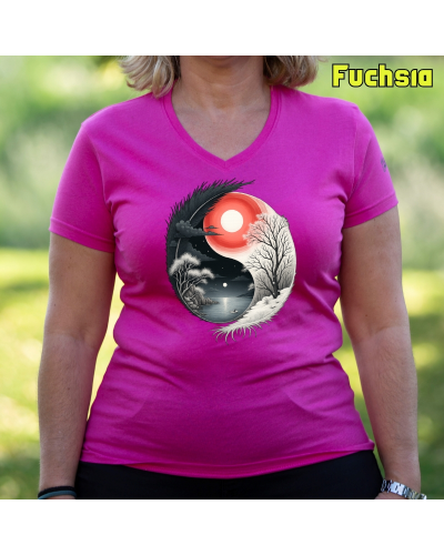 Camiseta Mujer Manga Corta-Yin Yang Turquesa