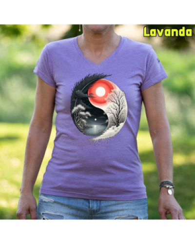 Camiseta Mujer Manga Corta-Yin Yang Lavanda