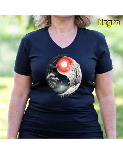 Camiseta Mujer Manga Corta-Yin Yang Turquesa