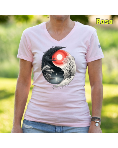 Camiseta Mujer Manga Corta-Yin Yang Turquesa