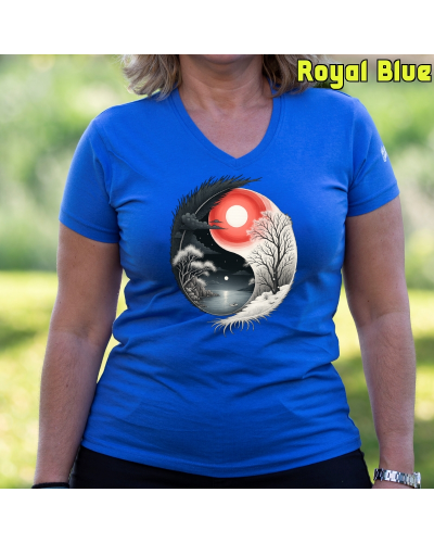 Camiseta Mujer Manga Corta-Yin Yang Turquesa