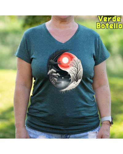 Camiseta Mujer Manga Corta-Yin Yang Turquesa