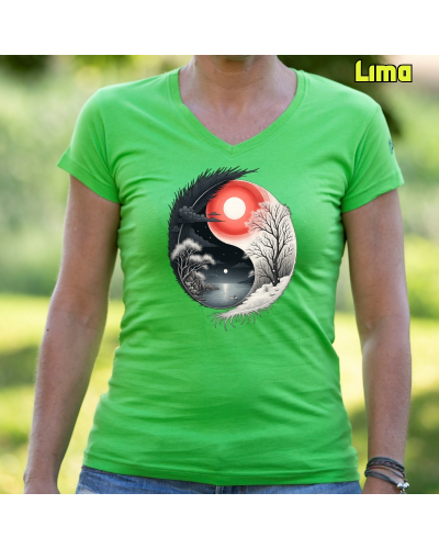 Camiseta Mujer Manga Corta-Yin Yang Turquesa