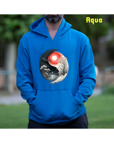 Sudadera Hombre Capucha-Yin Yang Aqua
