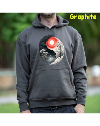 Sudadera Hombre Capucha-Yin Yang Graphite