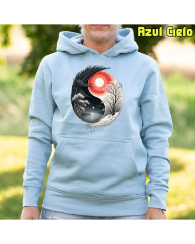 Sudadera Mujer Capucha-Yin Yang AzulCielo
