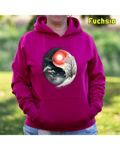 Sudadera Mujer Capucha-Yin Yang Fuchsia