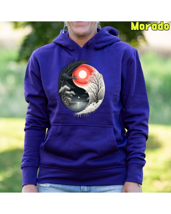 Sudadera Mujer Capucha-Yin Yang Morado