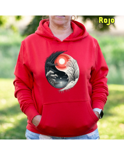 Sudadera Mujer Capucha-Yin Yang Morado