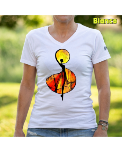 Camiseta Mujer Manga Corta-African Blanco