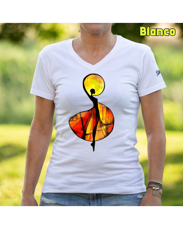 Camiseta Mujer Manga Corta-African Blanco