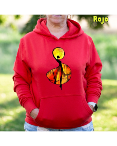 Sudadera Mujer Capucha-African Rojo