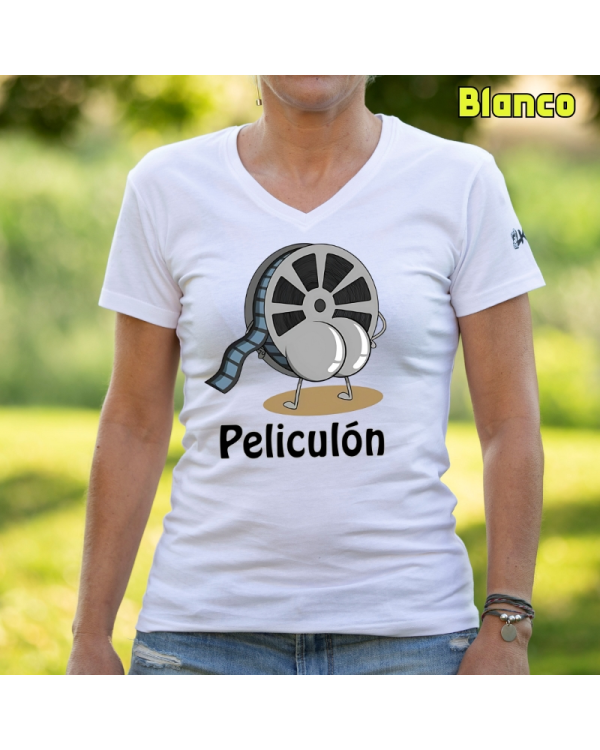 Camiseta Mujer Manga Corta-Peliculón Blanco