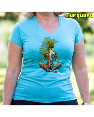 Camiseta Mujer Manga Corta-Pacha Mama Turquesa